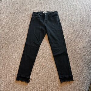 Flying Monkey Black Frayed Hem Ankle Jeans